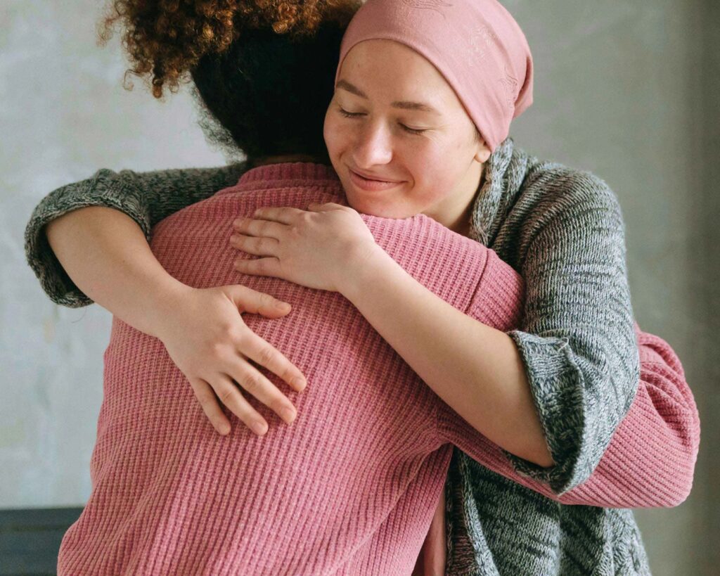 2 girls hugging